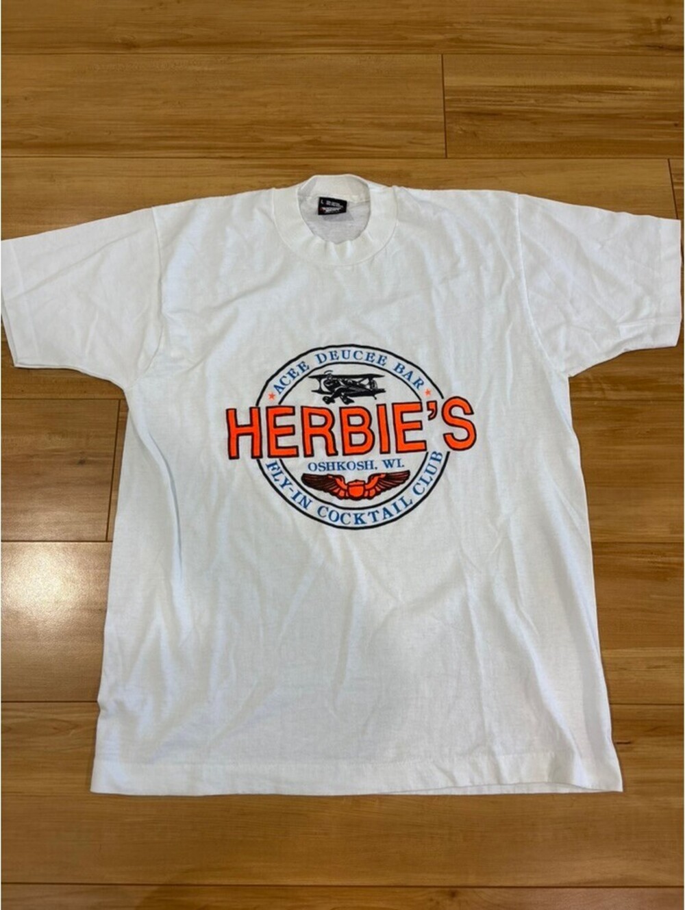 Vintage 80s Herbie's Fly-In Cocktail Club T-Shirt L Screen Stars Single Stitch